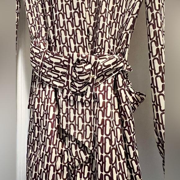 NWT Zara Brown Print Midi Dress Size XL Stunner! Bow Tie shirt dress long sleeve - Picture 7 of 16